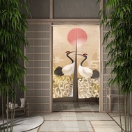 White Crane Red Sun Door Curtain Kitchen Partition Curtain Drape Japanese Door Curtain Entrance Decoration Hanging