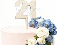 Gold Acrylic Number 21 Cake Topper, Twenty One Cake Decoration, Happy 21st Birthday Cake Decoration,