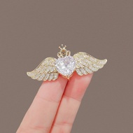 BR13 White gemstone angel wing brooch