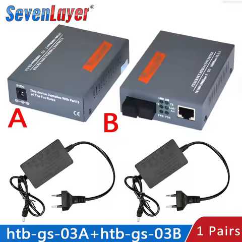 Gigabit Fiber Optical Media Converter HTB-GS-03 1000Mbps Single Fiber SC Port External Power Supply 