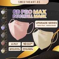 READY STOCK 10pcs Face Mask Duckbill Mask Upgraded 6D Pro Max 4ply disposable medical 3D mask Earloop Headloop Mask