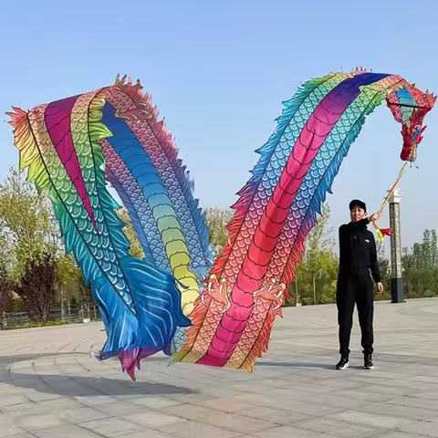 6/8/10m Square Fitness Dragon Dance Red Adult Chinese New Year Dragon Dance Ribbon Stage Performance