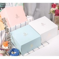 READY STOCK Unique Design Cute Square Cake Box 6" 8" 6 8 inch with handle / Kotak Kek Pink White