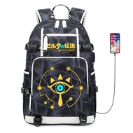 กระเป๋าเป้สะพายหลังนักเรียน Zelda Breath of the Wild Nintendo Game สไตล์การ์ตูน ปิดด้วยซิป ป้องกันน้