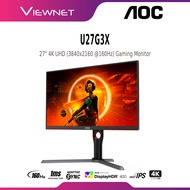 AOC 27" U27G3X 4K UHD (3840x2160 @160HZ) FAST IPS LCD GAMING MONITOR (1MS, INPUT:HDMI+DP, VESA, ADAP