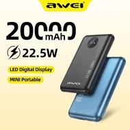 Awei 22.5W Power Bank 10000mAh Mini USB Type C Portable Powerbank With LED Digital Display