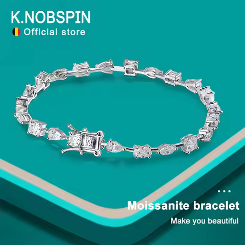 KNOBSPIN 6.3 - 8.1ct Moissanite Tennis Bracelets for Women Men D VVS1 Lab Grow Diamond s925 Sterling