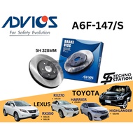 AISIN ADVICS Heavy Duty A6F-147/S Brake Disc Rotor Set Toyota Kluger Harrier Lexus RX350 RX270 FRONT