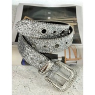 Super beautiful YK2 style belt with sparkling stones, hottrend Korean style dress belt for women
