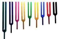 Radical Solfeggio 9 Colored Tuning Forks with Long Stem Includes DNA Repair Fork for Sound Energy Fi