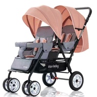 ✿Original✿Twin Baby Stroller Can Sit and Lie Lightweight Folding Double Front and Rear Seat Stroller Two-Child Trolley Double Car