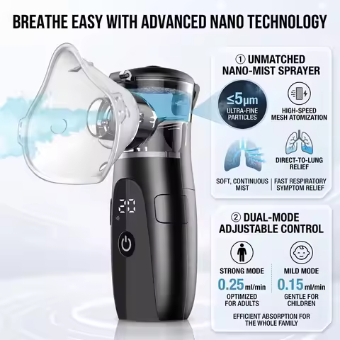 Medical Silent Mesh Compressor Nebulizer Portable Asthma Inhaler Machine Kids Adults Cough Humidifie