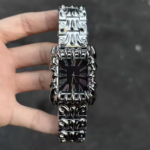 Creative Quartz Watches Men Square Y2k Silver Black Demon Claw Design Alabaster IndustriesDevil Top 