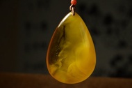 【望舒】珍藏級天然水膽琥珀俄料金沙金絞蜜意境琥珀項鏈