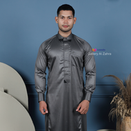 Gamis Saudi Pria Manset Al Zahra Dewasa Az-1838 (Gunmetal Grey)