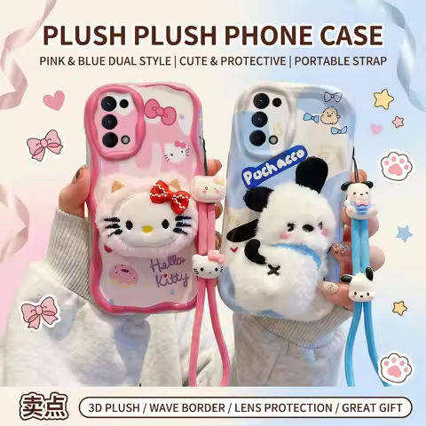 Cute 3D Cartoon Sanrio Hello Kitty Pochacco Phone Case For Realme 9 Pro 9i 6 6i 5 5s 7i 8 8i 8s Wris