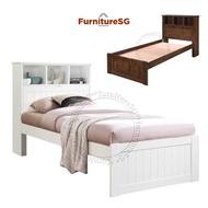 White or Oak Colour Solid Wooden Trundle Bed with Storage and pullout option