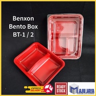 BENXON Compartment Lunch Box with Lid [ 50set± ] BT-1 BT-2 PP Plastic Food Bento Box - [ Black Red ]