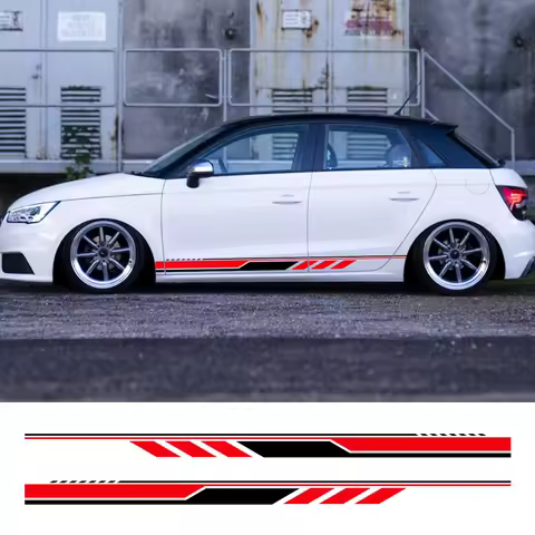 2Pcs Car Side Skirt Graphics Door Sticker Racing Stripe Vinyl Decal Decor For Audi A1 8X GB 8XF 8XA 