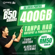 ONEXOX B50 Postpaid SIM | 400GB High-Speed Data + Unlimited Hotspot & Calls | No Contract SIM Murah