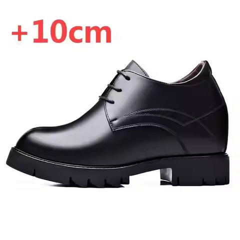 Men's Elevator Shoes Leather Dress Shoes Hidden Heels 10CM 12CM Height Increased Shoes Wedding Shoes