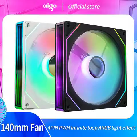 Aigo 140mm PC Cooling Fan 5V 3Pin ARGB Mirror Cycle Light Effect 4Pin PWM Quiet Cooling Fan 14cm Pc 