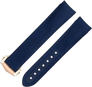 20mm Blue Nylon Fabric Watchband Fit For Omega Strap For AT150 Seamaster 300 Planet Ocean De Ville Speedmaster Curved End Watch Band