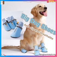 4PCS Breathable Large Dog Shoes, Waterproof Big Dog Pet Shoes, English Printing Outdoor Dog Shoes fo