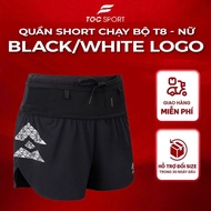 Women's T8 Pants | Women's Running Shorts T8 Sherpa Shorts - Black/White Logo, Sporty slit design, c