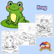 Combo of 50/25 sheets of coloring pages, Frog-shaped coloring pages for children on A4, A5 paper T03