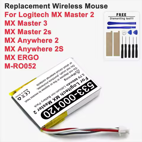 New Replace Mouse Battery For Logitech MX Master 2 3 2s MX Anywhere 2 2S MX ERGO M-RO052 910-004374 