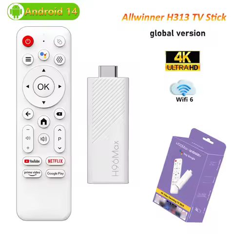 Android TV Stick H96 Max H313 TV Stick Google Voice Assistant TV Box Wifi6 BT5.0 Ultra HD 4K Streami