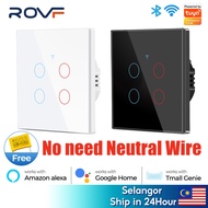 SMATRUL Tuya WiFi Touch Smart Switch Light Without No Neutral Wire Glass Wall UK  110V-220V On Off 1