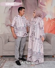 SET COUPLE RISA GAMIS KEMEJA BY AKU KARISSA MAXMARA SILK MEWAH MOTIF CANTIK SERAGAM FAMILY