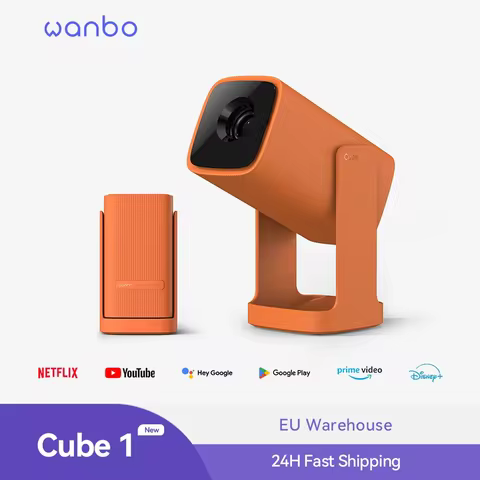 Wanbo Cube 1 4K Mini Protable Android TV 14.0 Video Projector 360° Rotating Gimbal Electric Focus Pr