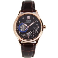 Orient Ladies Mechanical Diamond Accent Brown Leather RA-AG0017Y RA-AG0017Y10B Semi Skeleton Watch