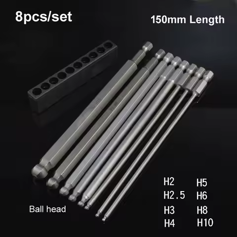 8Size/lot S2 Steel Magnetic Hex 150mm Length Ball Head Hexagon Screwdriver Bit Set Hand Tools h2 H2.