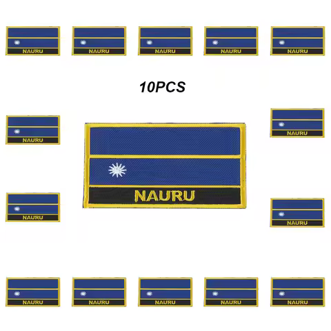 10pcs a lot 8*5cm Nauru Flag Embroidery Patches Iron on Saw on Transfer patches Sewing Applications