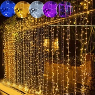 Icicle Waterfall Fairy String Weatherproof Waterfall Led Curtain Patio String Light Raya Decoration