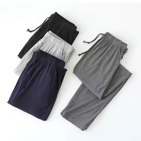 Pajama Pants for Men's Autumn Pajama Modal Long Pants Loose and Oversized Thin Homewear Casual Sport