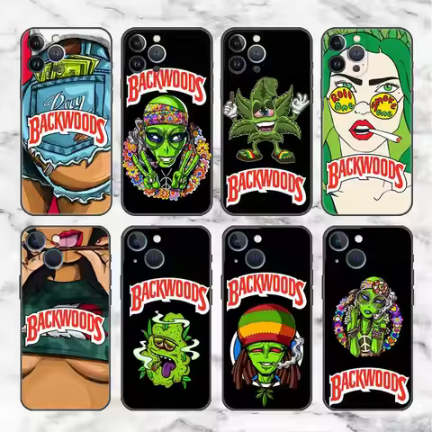 Weed Smoking Backwoods Case For Apple iPhone 11 15 13 14 Pro Max 12 Plus X 15Pro Black Silicone Phon
