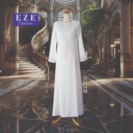 EZE FASHION Offwhite bridal simple dress exclusive muslimah lace kristal premium 9134