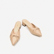 Giày Sục Nữ Mũi Nhọn Đế Vuông 3 Phân Dép Guốc da mềm Phối Nơ Thời Trang NUDDO _ NUSU3