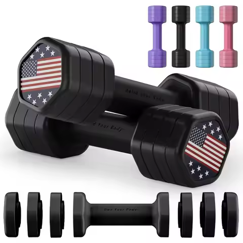 Zempox Adjustable Dumbbell Set of 2 4 in 1 Hand Weights for Women at Home 5 lb Weights Dumbbells set