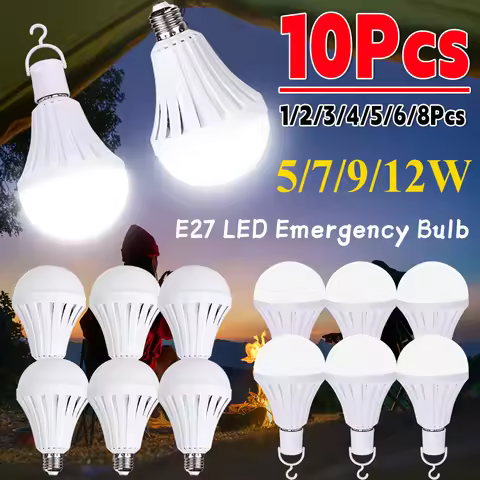 1-10PCS LED Rechargeable Bulb Light E27 5W 7W 9W Emergency Bulb for Home Power Outdoor Camping Failu