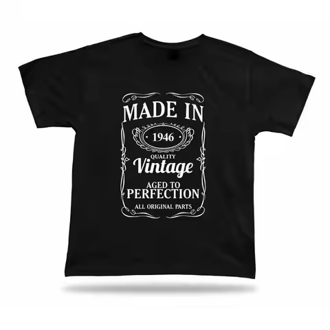 Printed T shirt tee Made in 1946 happy birthday present gift idea unisex
