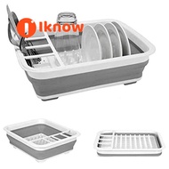 I know Collapsible Dish Drying Rack Portable Dish Drainer Dinnerware Organizer for Kitchen Counter R