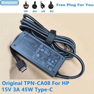 Original 45W Laptop AC Adapter Charger For HP 15V 3A 45W USB-C TYPE-C TPN-CA08 TPN-LA11 Laptop Power