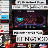 [6GB RAM + 64GB ROM] QLED Kenwood Android Player 9"10 inch Quad Core Car Multimedia MP5 Player Wifi