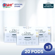 (Bundle of 3) Clean Conscience 6-in-1 Laundry Pod Hypoallergenic 20 Pods x3 - Plastic Waste Free